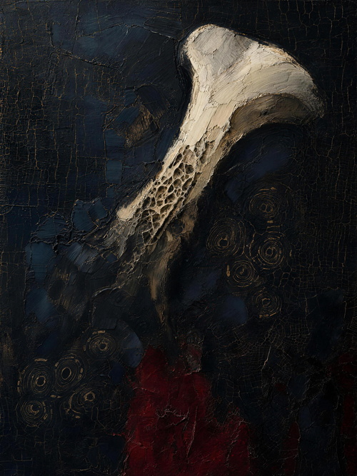 Bones — Dark palette, 18 x 24 in float framed canvas