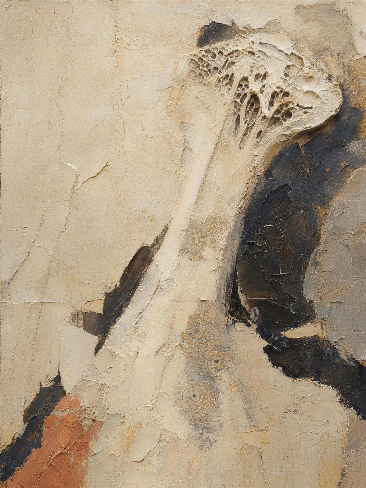 Bones — Light palette, 18 x 24 in float framed canvas