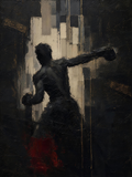 Boxer — Dark palette, 18 x 24 in float framed canvas