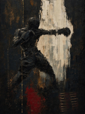 Boxer II — Dark palette, 18 x 24 in float framed canvas