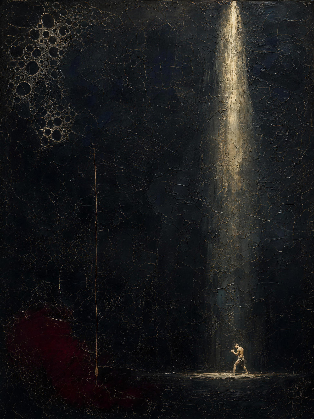 Boxer IV — Dark palette, 18 x 24 in float framed canvas