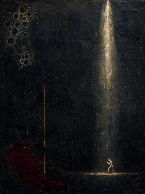 Boxer IV — Dark palette, 18 x 24 in float framed canvas