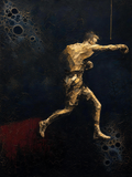 Boxer V — Dark palette, 18 x 24 in float framed canvas