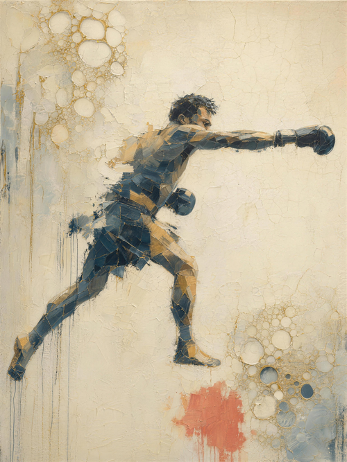 Boxer V — Light palette, 18 x 24 in float framed canvas