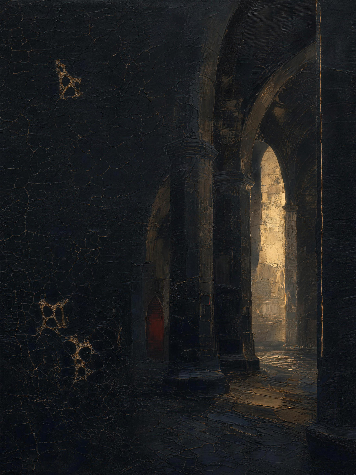 Cathedral II — Dark palette, 18 x 24 in float framed canvas