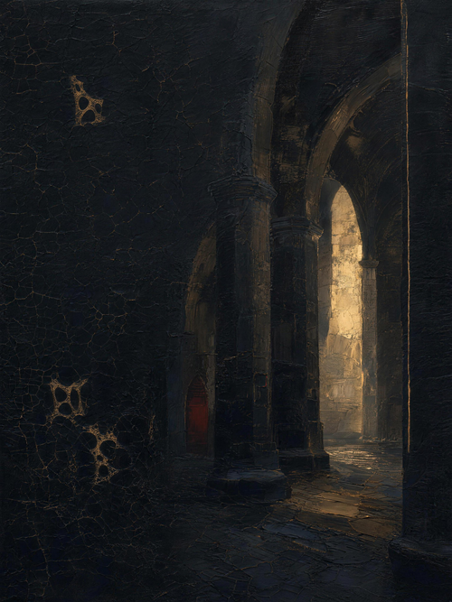 Cathedral II — Dark palette, 18 x 24 in float framed canvas