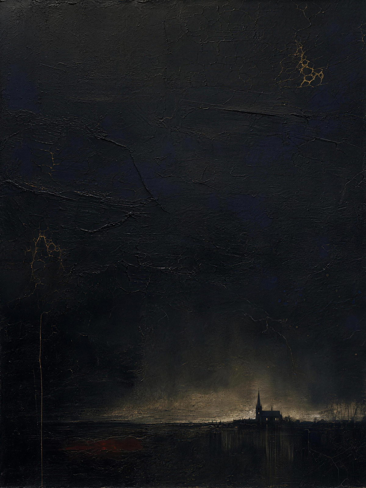 Cathedral III — Dark palette, 18 x 24 in float framed canvas