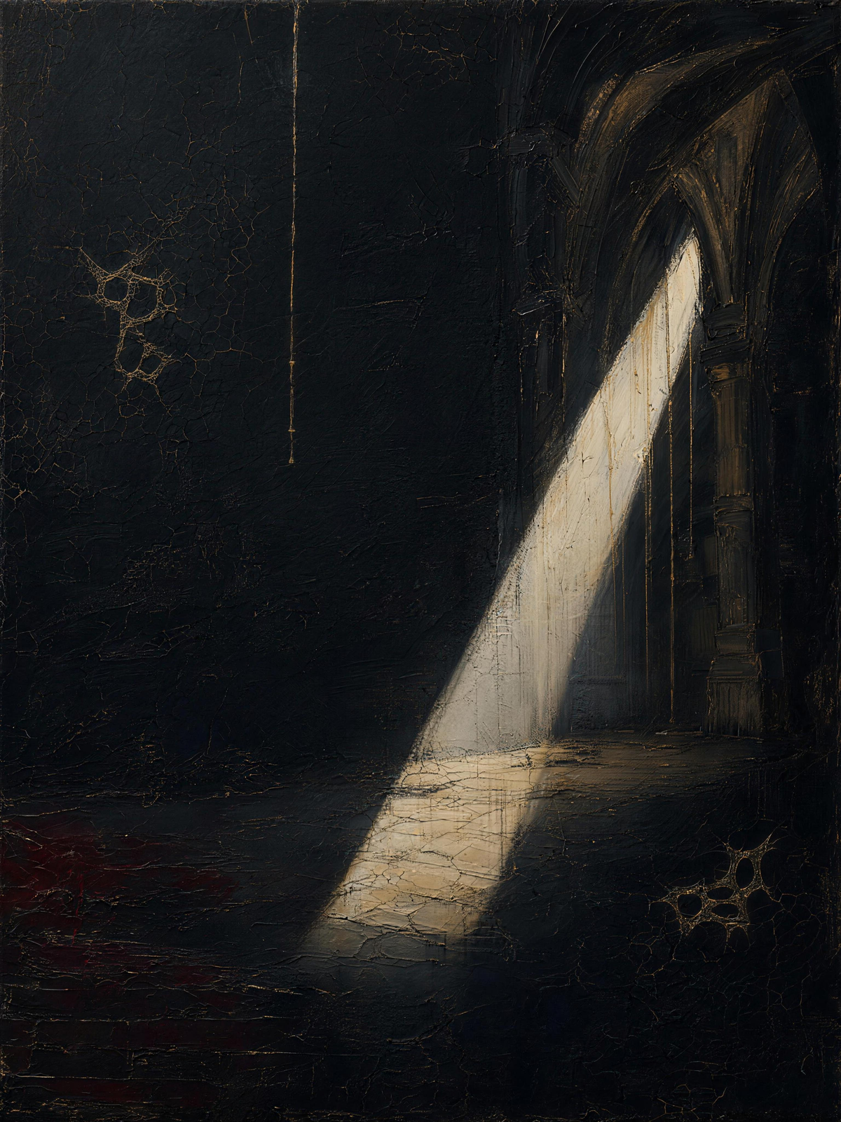 Cathedral IV — Dark palette, 18 x 24 in float framed canvas
