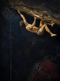 Climber II — Dark palette, 18 x 24 in float framed canvas