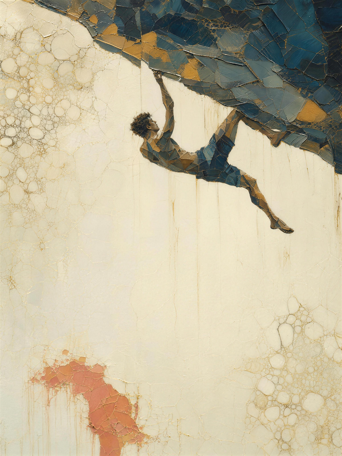 Climber II — Light palette, 18 x 24 in float framed canvas
