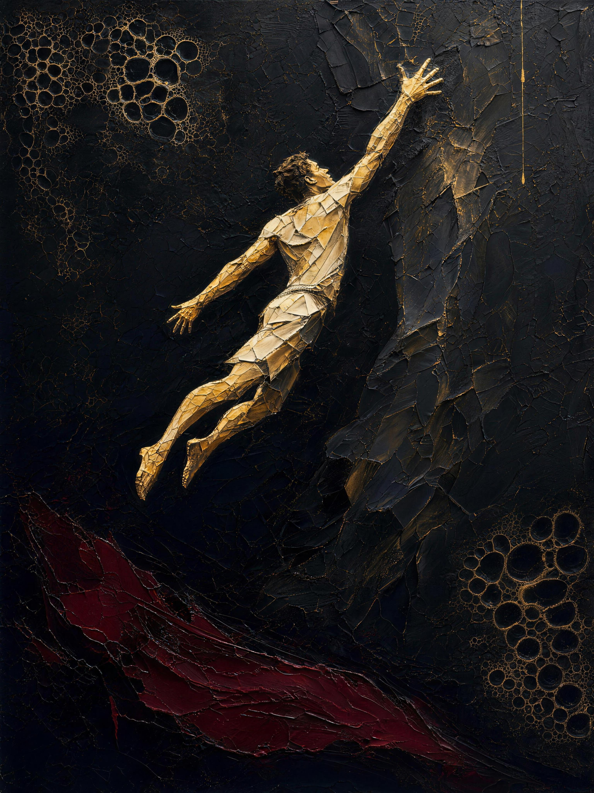 Climber IV — Dark palette, 18 x 24 in float framed canvas