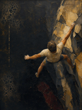 Climber V — Dark palette, 18 x 24 in float framed canvas