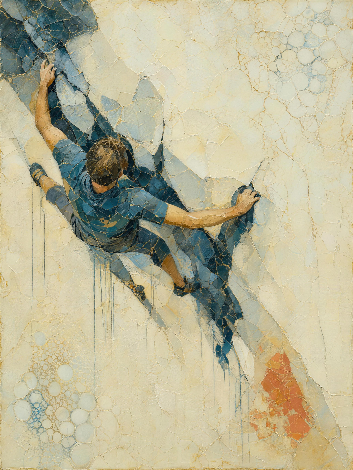 Climber V — Light palette, 18 x 24 in float framed canvas