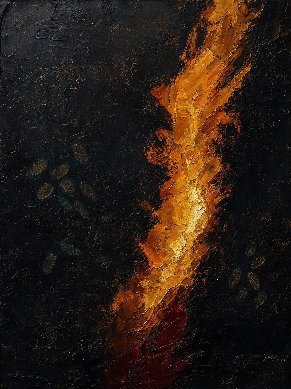 Fire — Dark palette, 18 x 24 in float framed canvas
