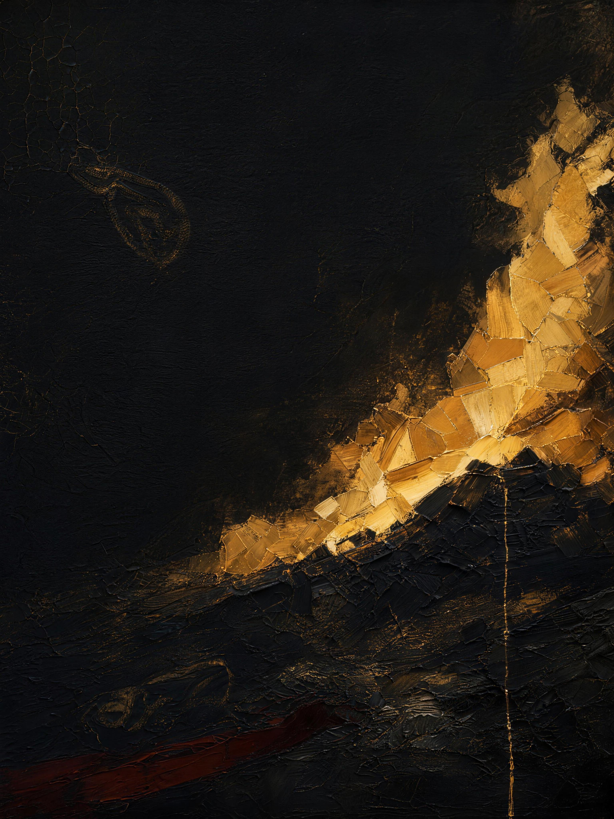 Fire II — Dark palette, 18 x 24 in float framed canvas
