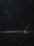 Fire III — Dark palette, 18 x 24 in float framed canvas