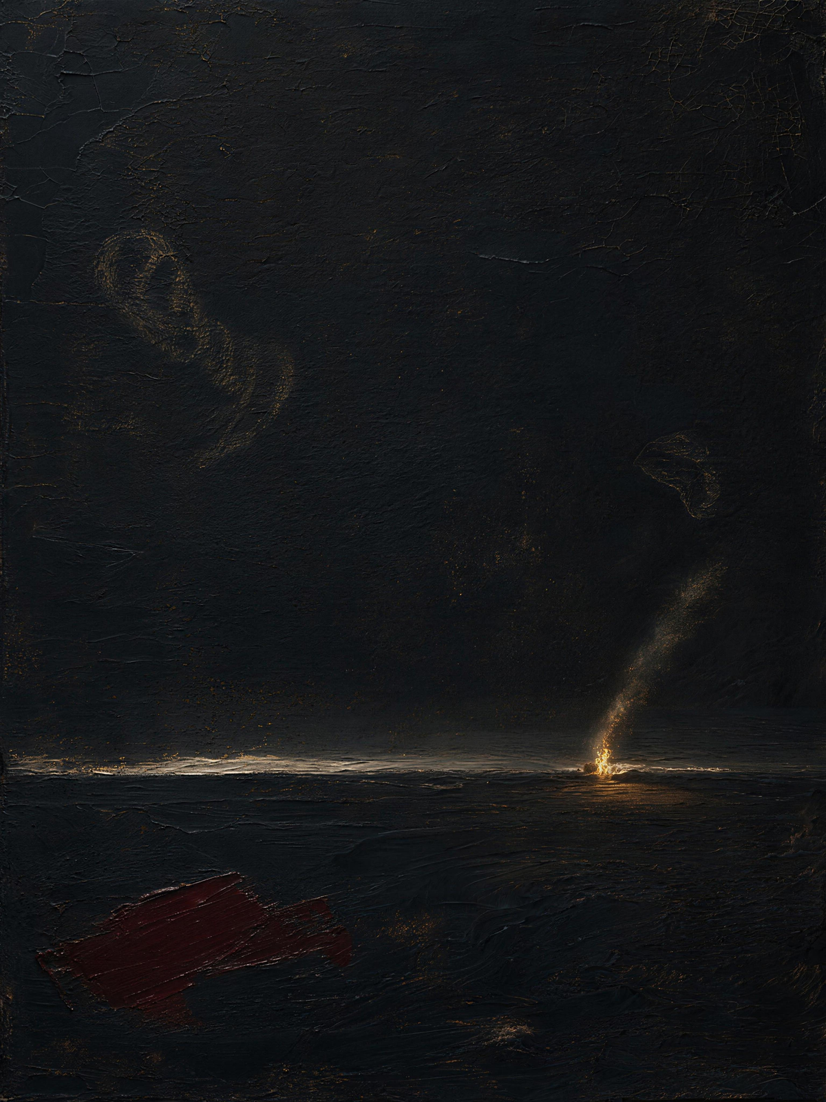 Fire III — Dark palette, 18 x 24 in float framed canvas