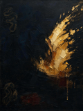 Fire IV — Dark palette, 18 x 24 in float framed canvas