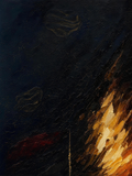 Fire V — Dark palette, 18 x 24 in float framed canvas