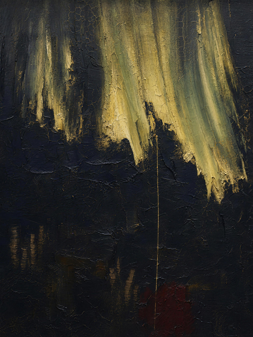 Aurora, dark palette — rod outer-segment discs rendered as night-sky light
