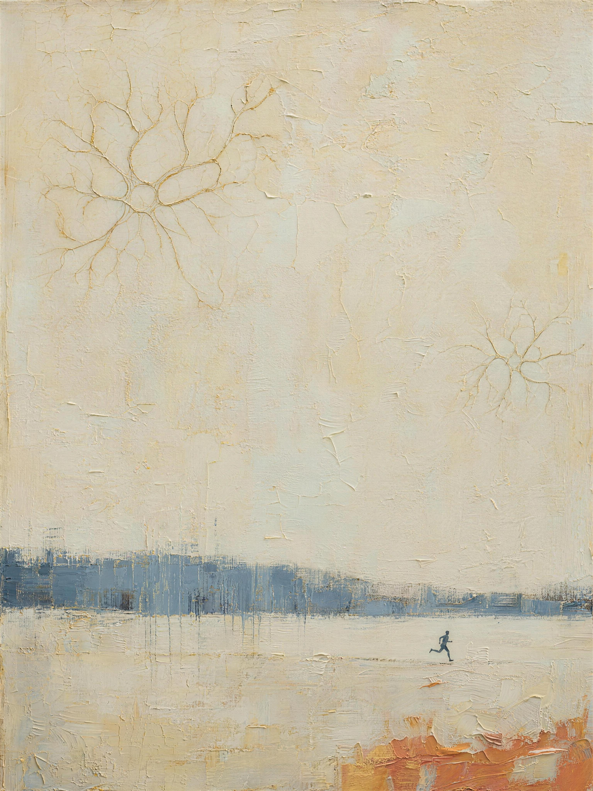 Runner II — Light palette, 18 x 24 in float framed canvas