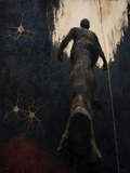 Runner IV — Dark palette, 18 x 24 in float framed canvas