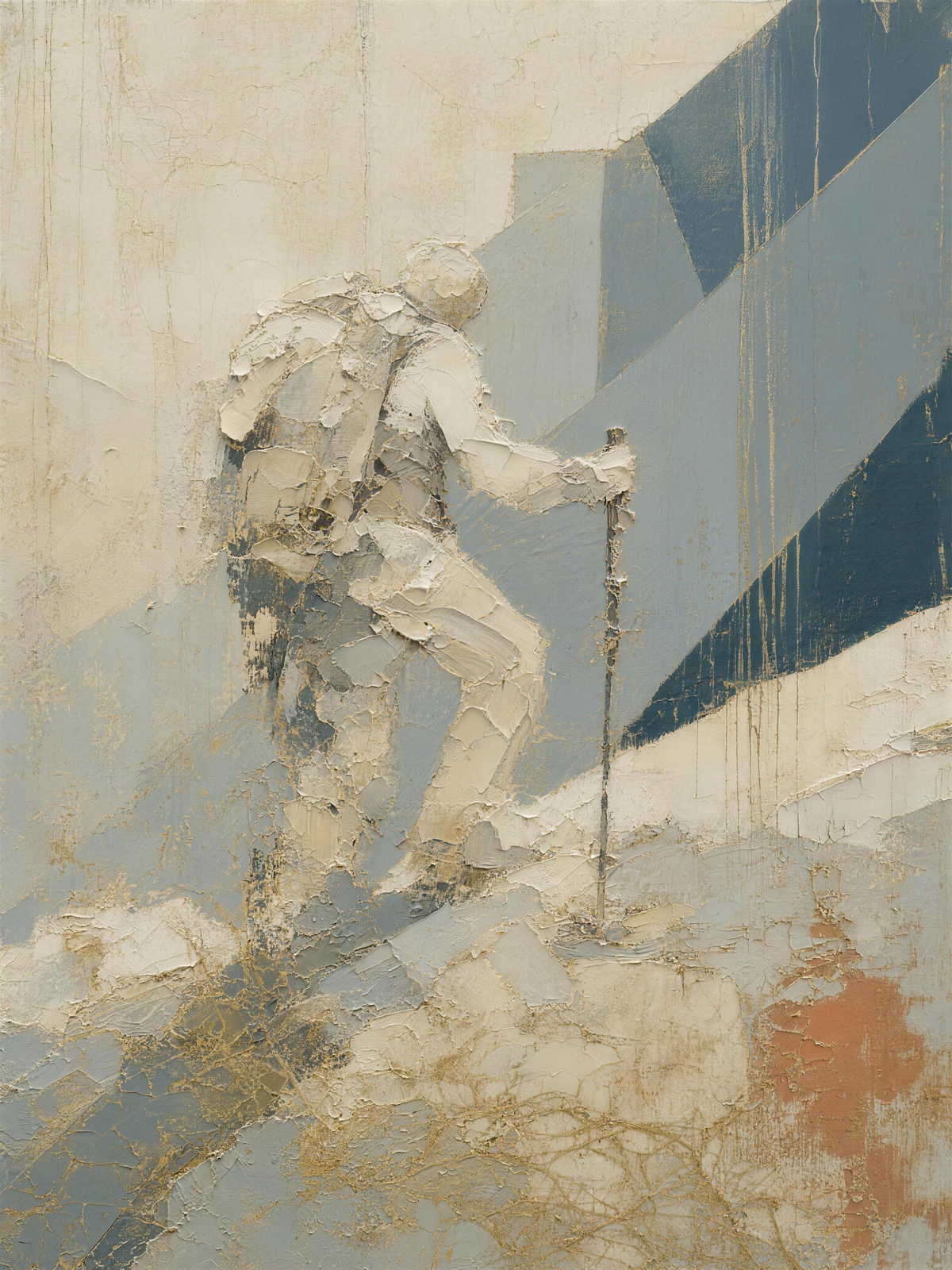 Hiker — Light palette, 18 x 24 in float framed canvas
