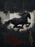 Horse — Dark palette, 18 x 24 in float framed canvas