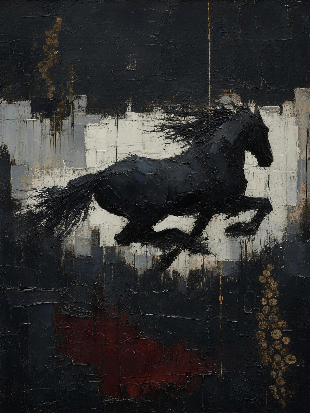 Horse — Dark palette, 18 x 24 in float framed canvas