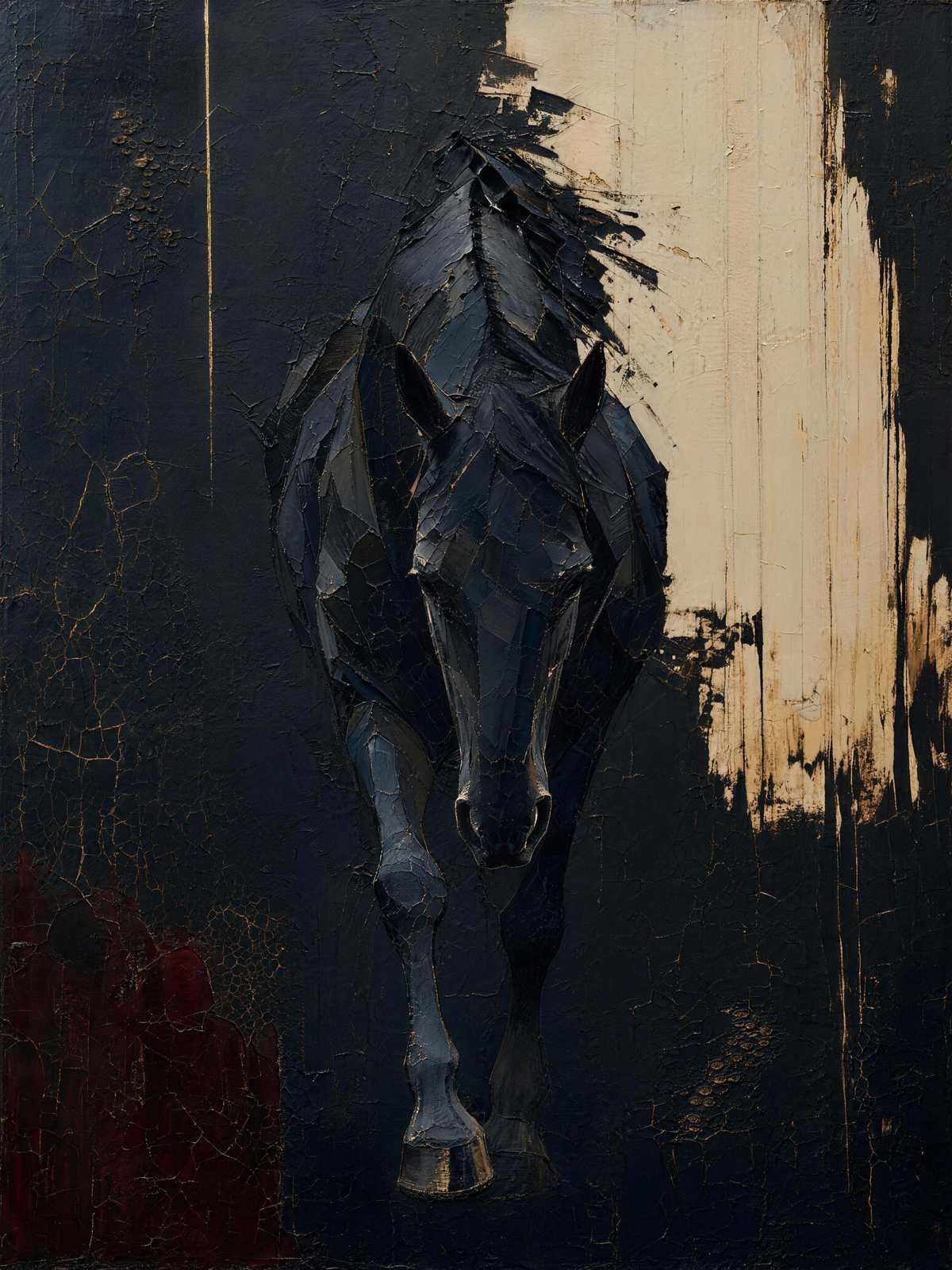 Horse II — Dark palette, 18 x 24 in float framed canvas