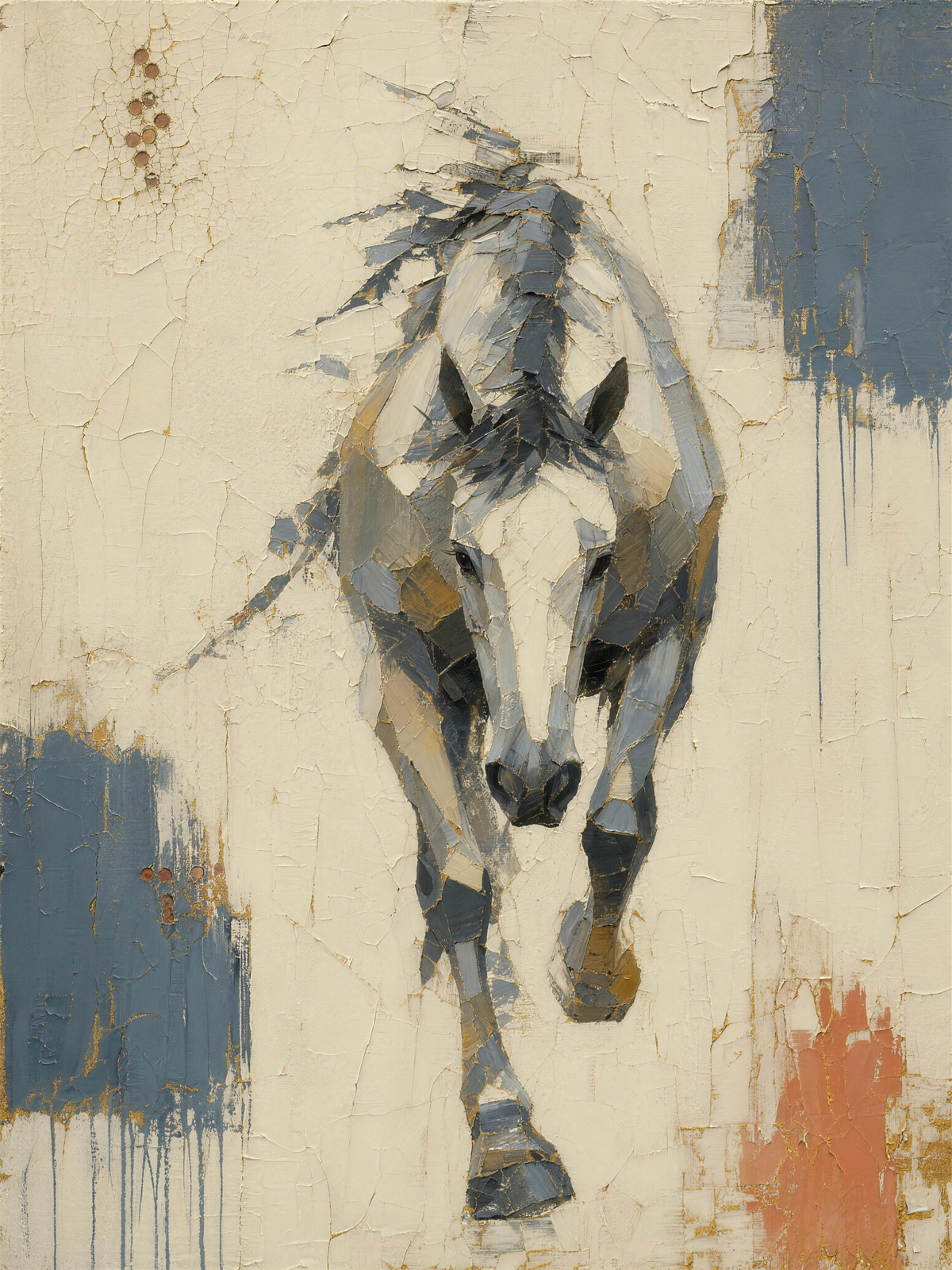 Horse II — Light palette, 18 x 24 in float framed canvas