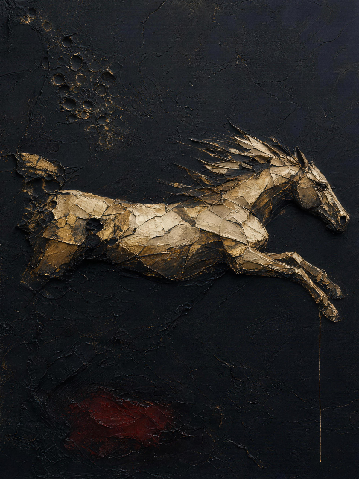 Horse IV — Dark palette, 18 x 24 in float framed canvas