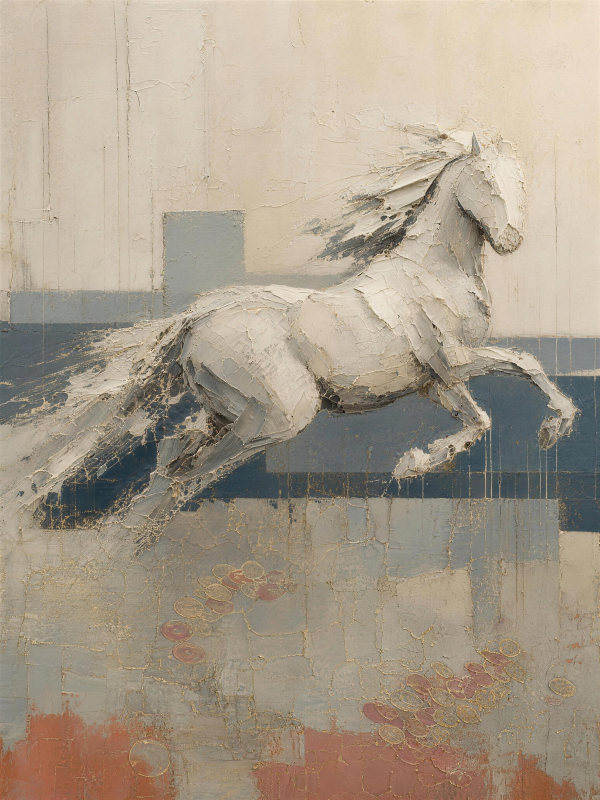 Horse — Light palette, 18 x 24 in float framed canvas