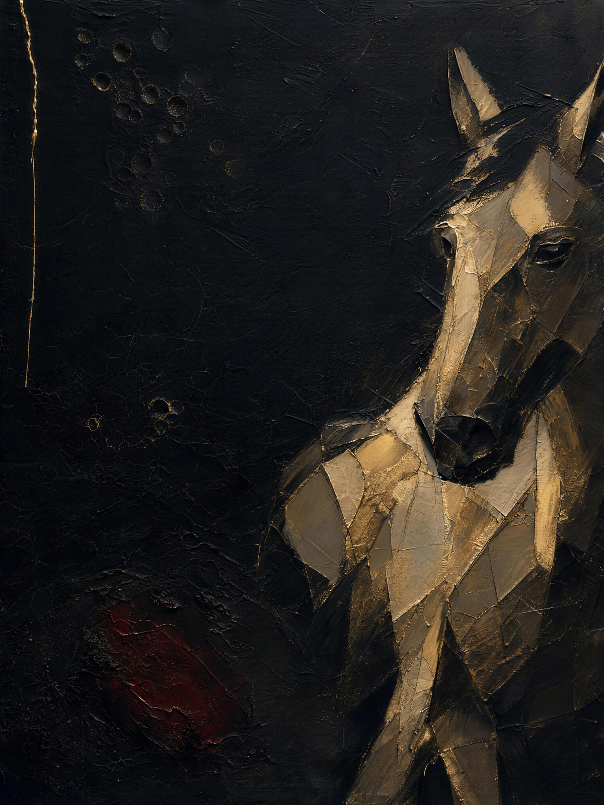 Horse V — Dark palette, 18 x 24 in float framed canvas