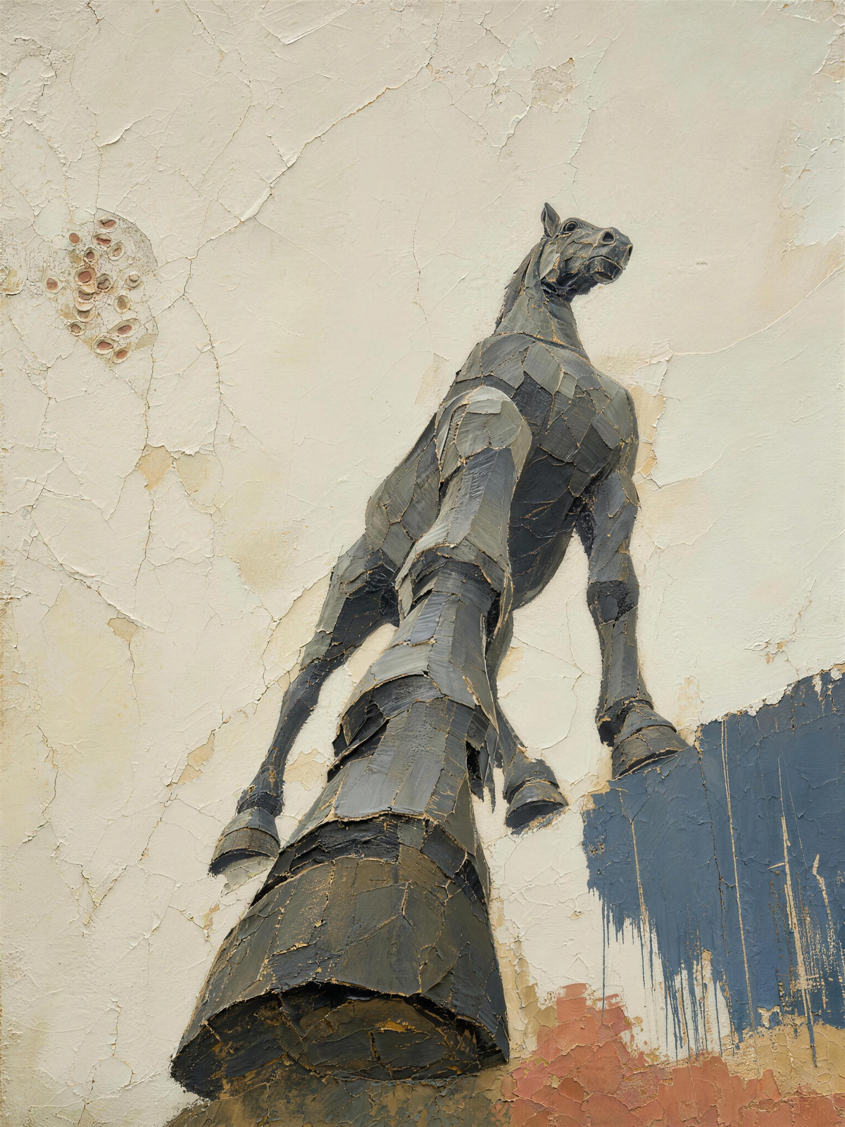 Horse V — Light palette, 18 x 24 in float framed canvas