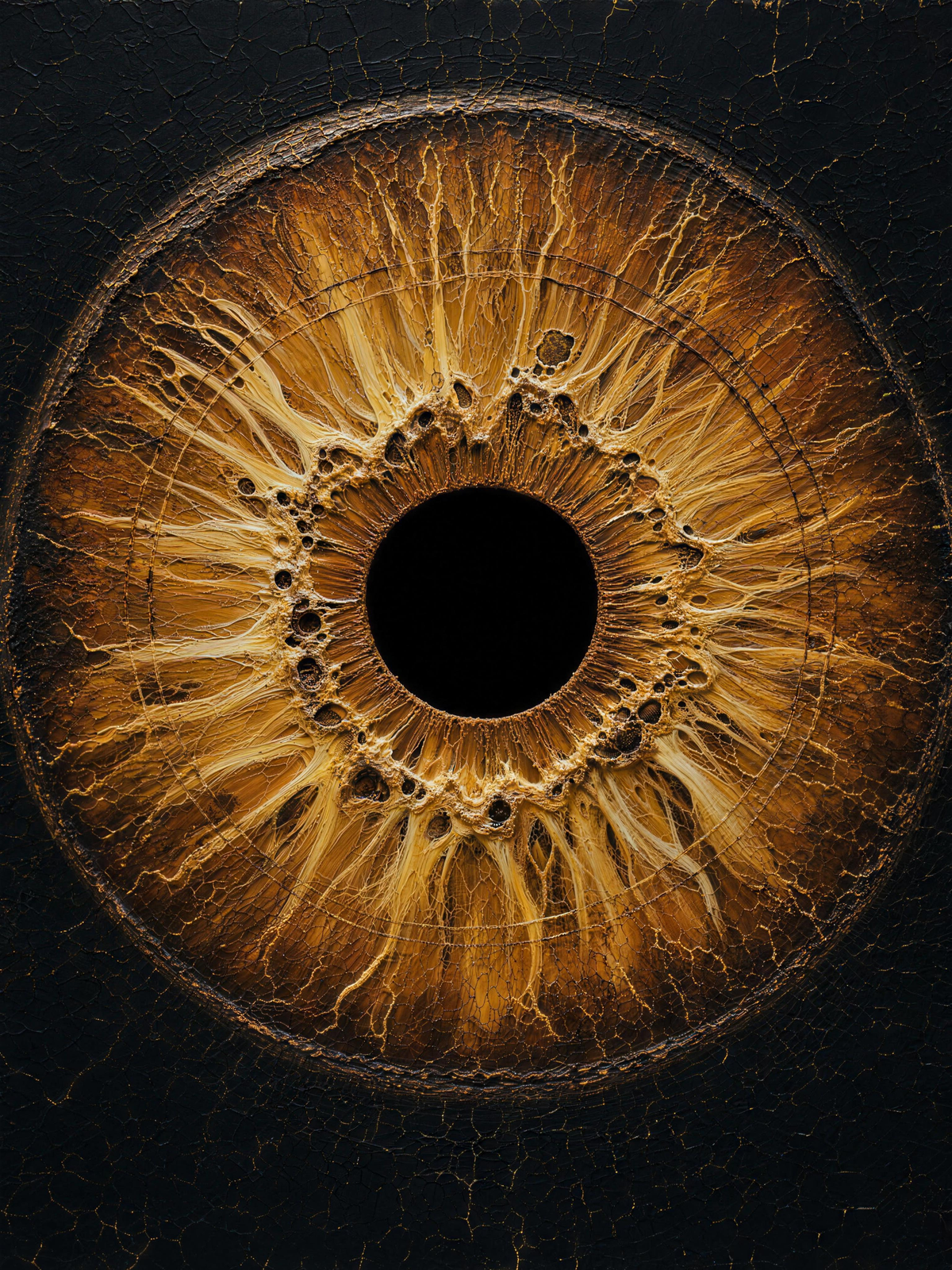 Iris Amber — Dark palette, 18 x 24 in float framed canvas