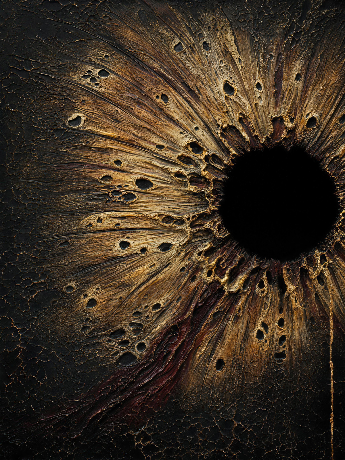 Iris Disc — Dark palette, 18 x 24 in float framed canvas