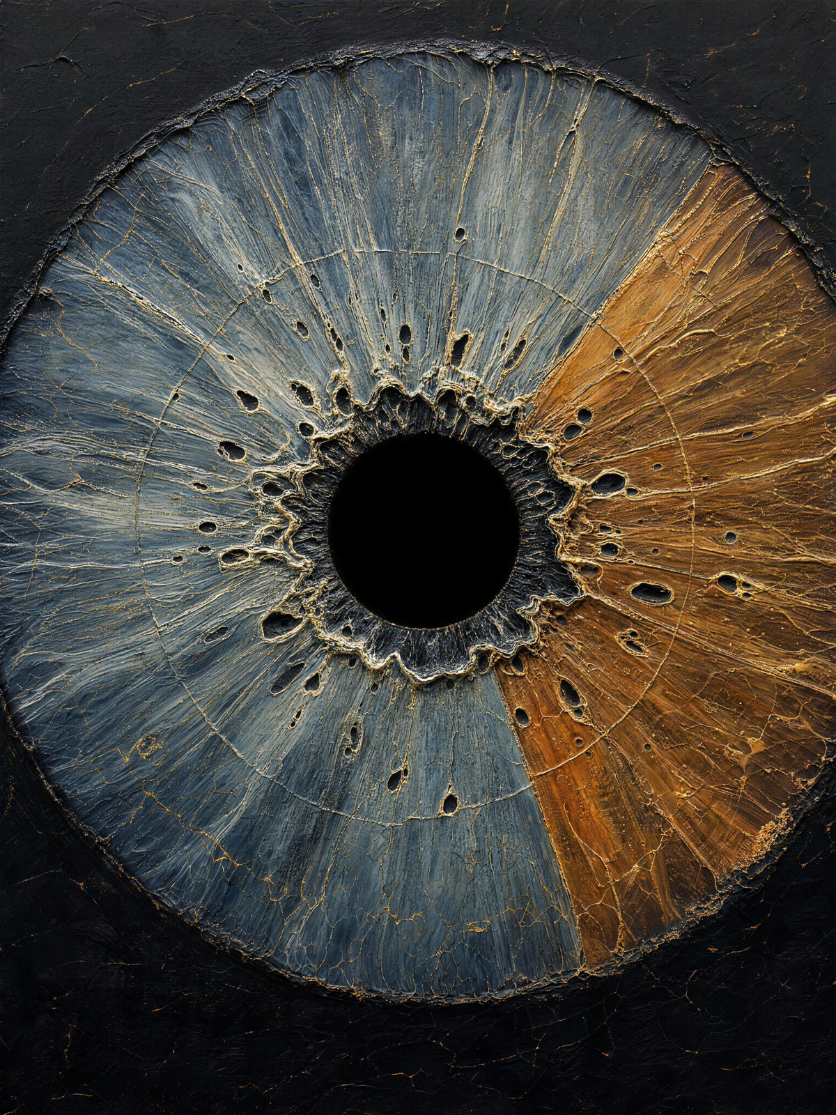 Iris Heterochromia — Dark palette, 18 x 24 in float framed canvas