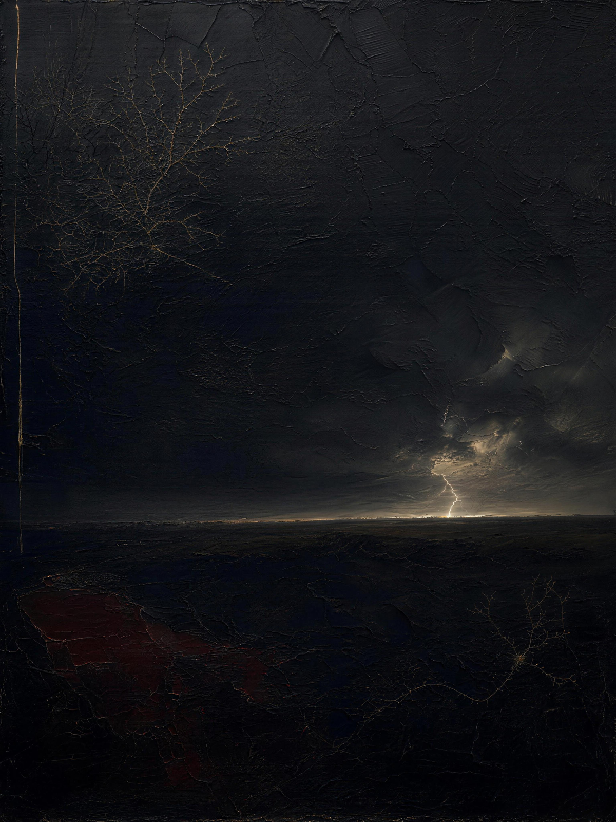 Lightning III — Dark palette, 18 x 24 in float framed canvas