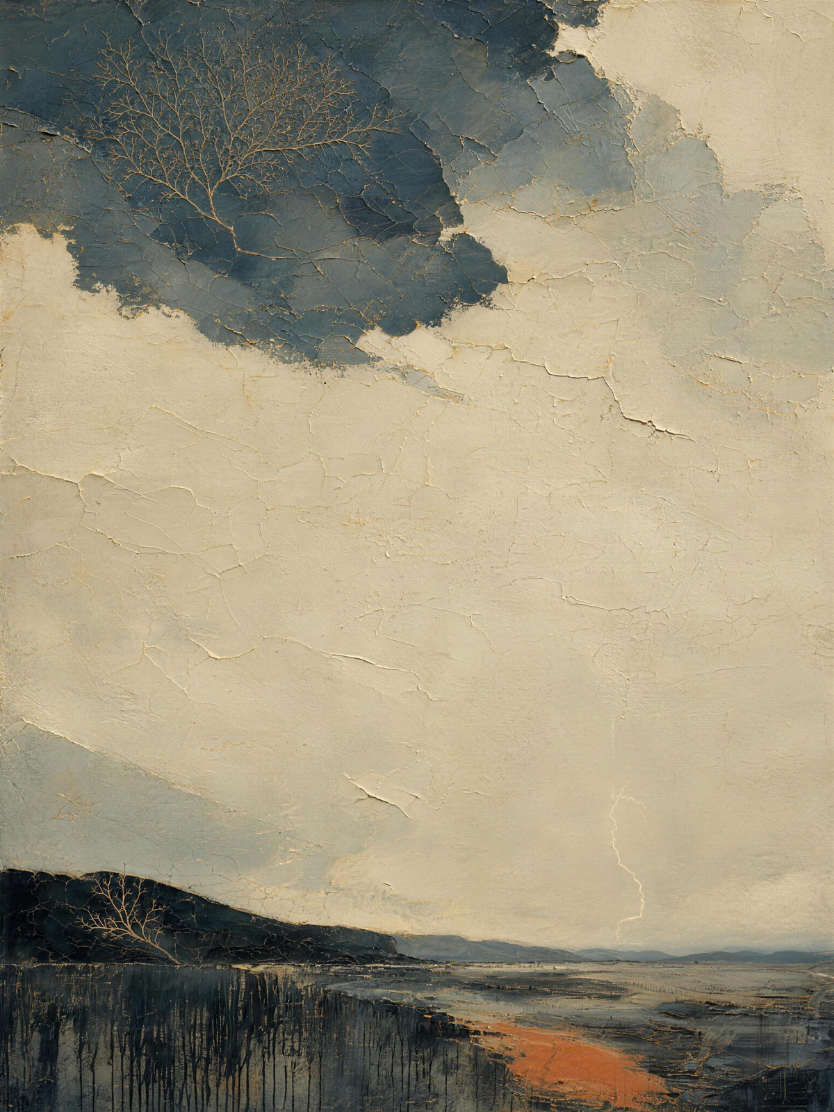 Lightning III — Light palette, 18 x 24 in float framed canvas