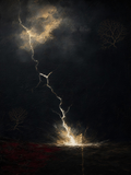 Lightning IV — Dark palette, 18 x 24 in float framed canvas