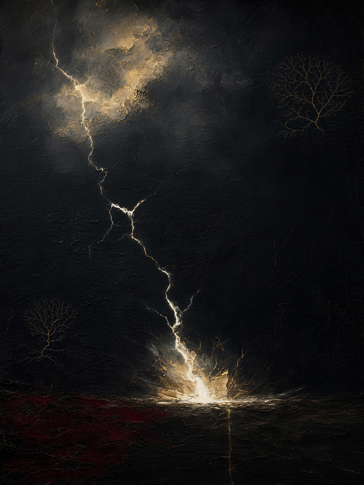 Lightning IV — Dark palette, 18 x 24 in float framed canvas