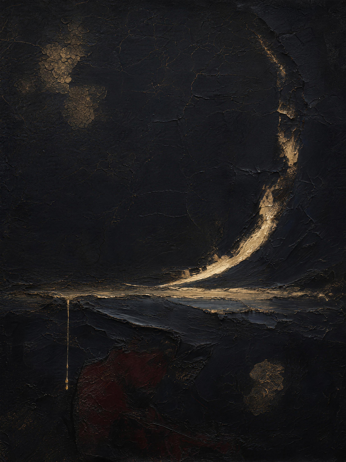 Moon II — Dark palette, 18 x 24 in float framed canvas