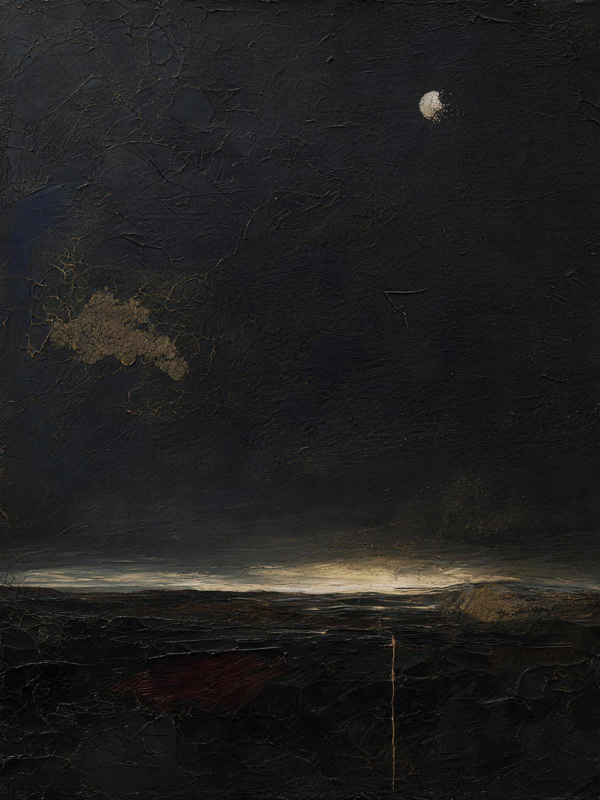 Moon III — Dark palette, 18 x 24 in float framed canvas