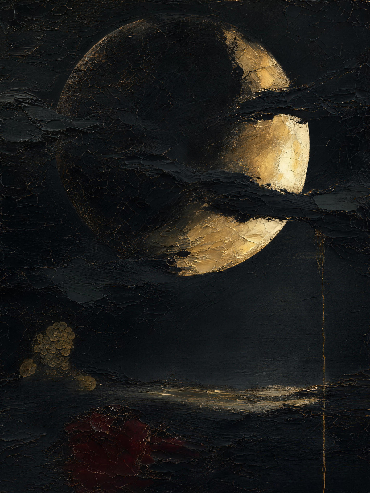 Moon IV — Dark palette, 18 x 24 in float framed canvas