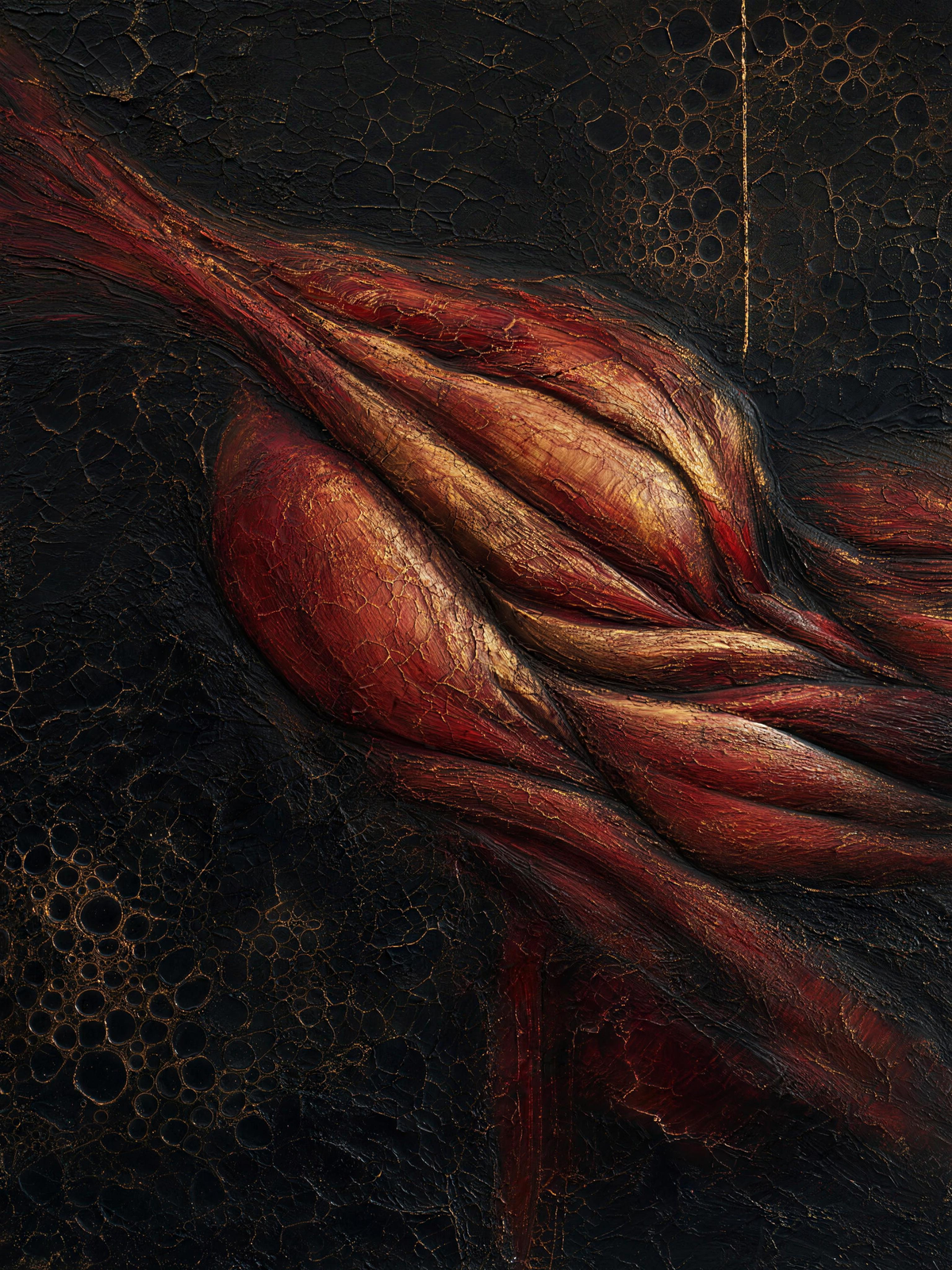 Muscles IV — Dark palette, 18 x 24 in float framed canvas