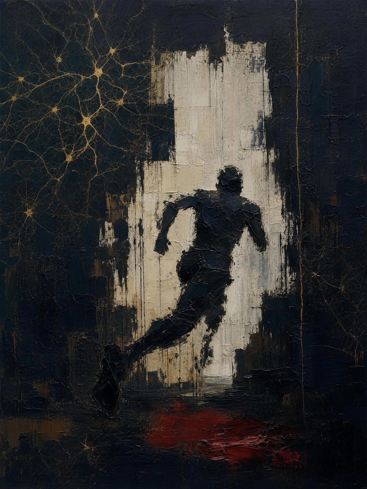 Runner — Dark palette, 18 x 24 in float framed canvas