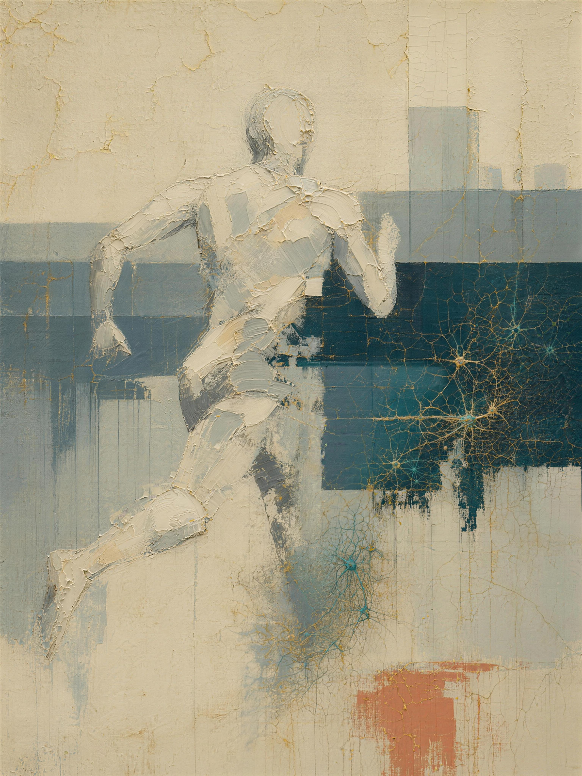 Runner — Light palette, 18 x 24 in float framed canvas