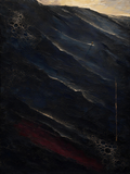Skier III — Dark palette, 18 x 24 in float framed canvas