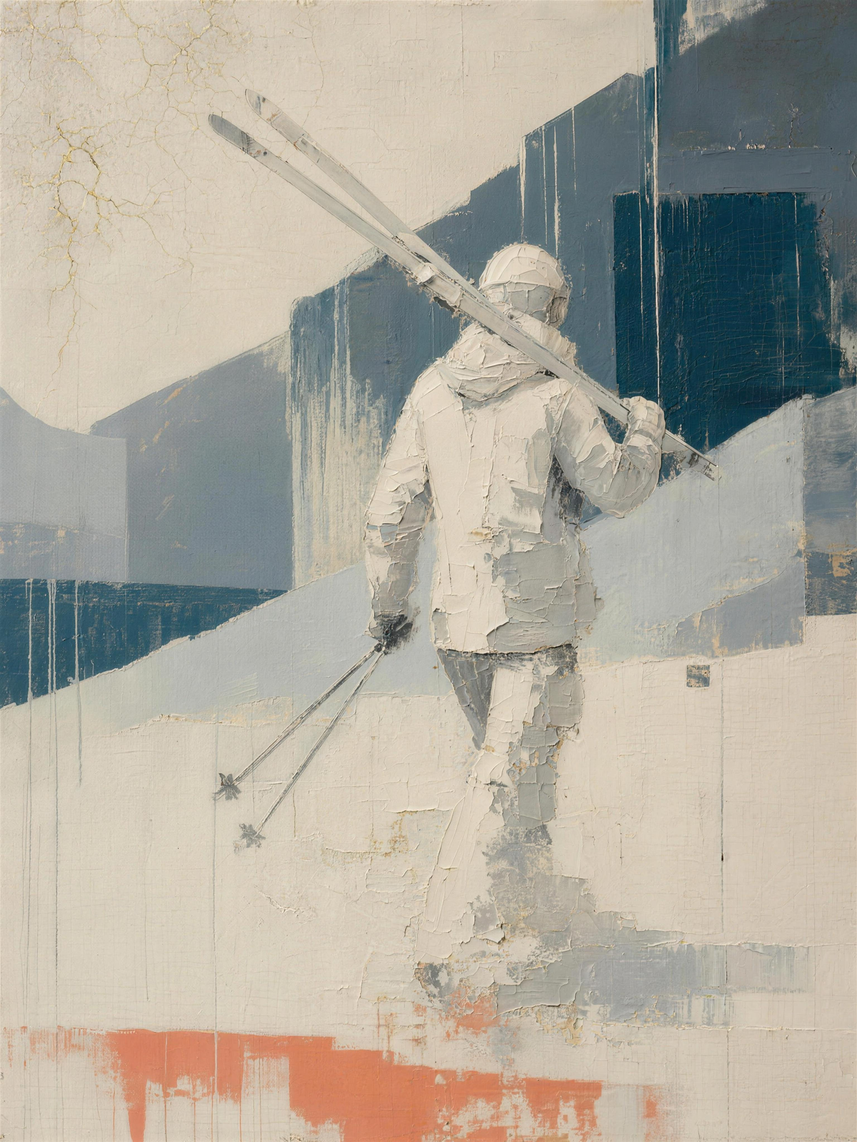Skier — Light palette, 18 x 24 in float framed canvas